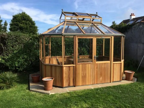 Picture of Cedar Octagon Elegance Glass Greenhouse