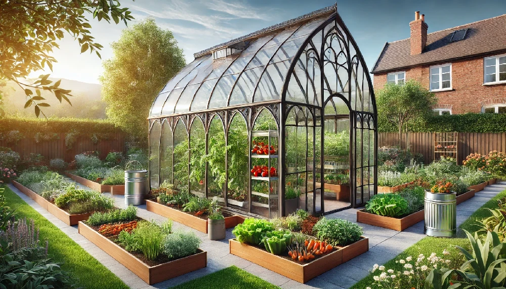 Family Food Garden with Greenhouses